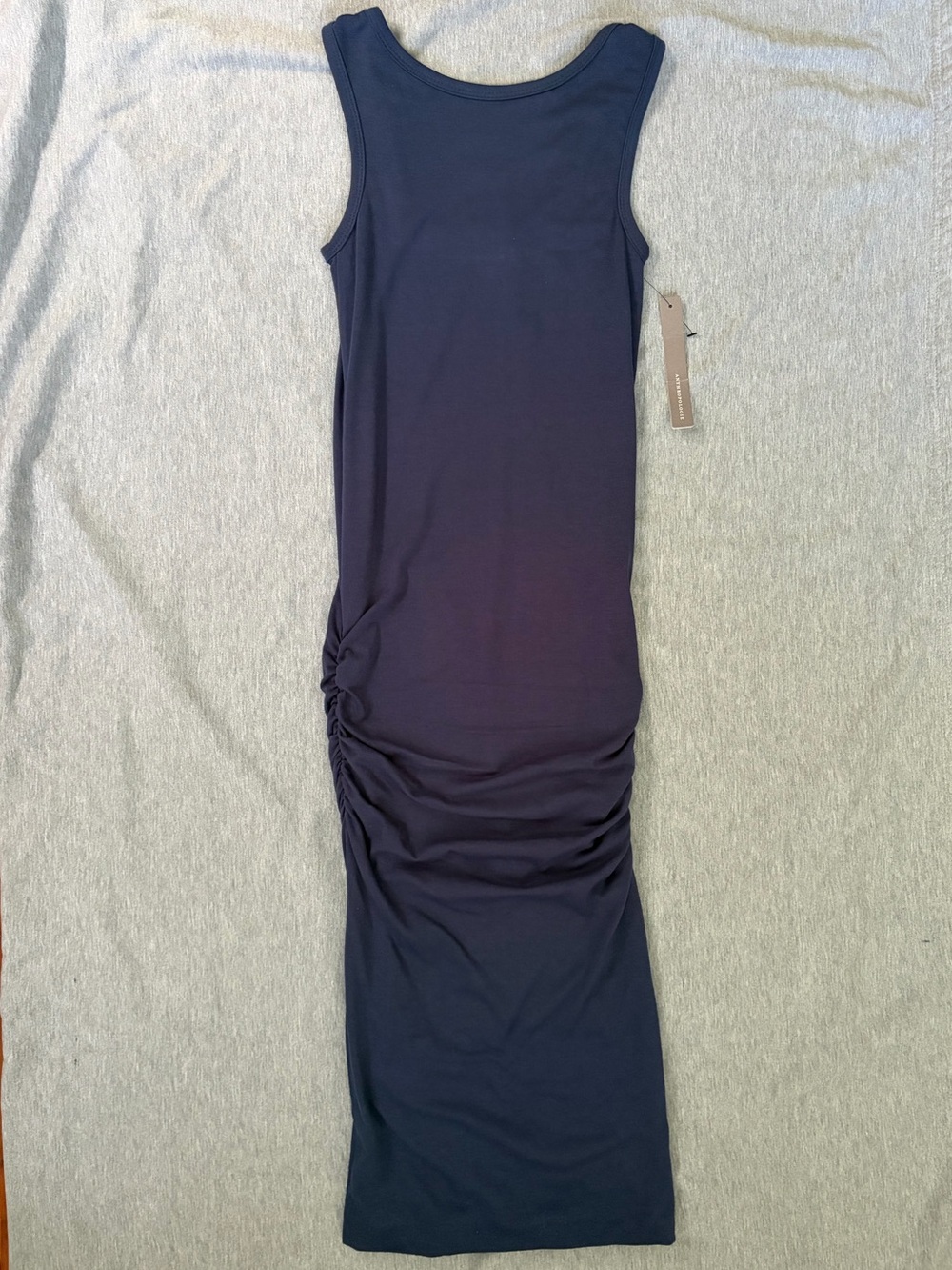 Anthropologie Navy Sleeveless Ruched Maxi Dress